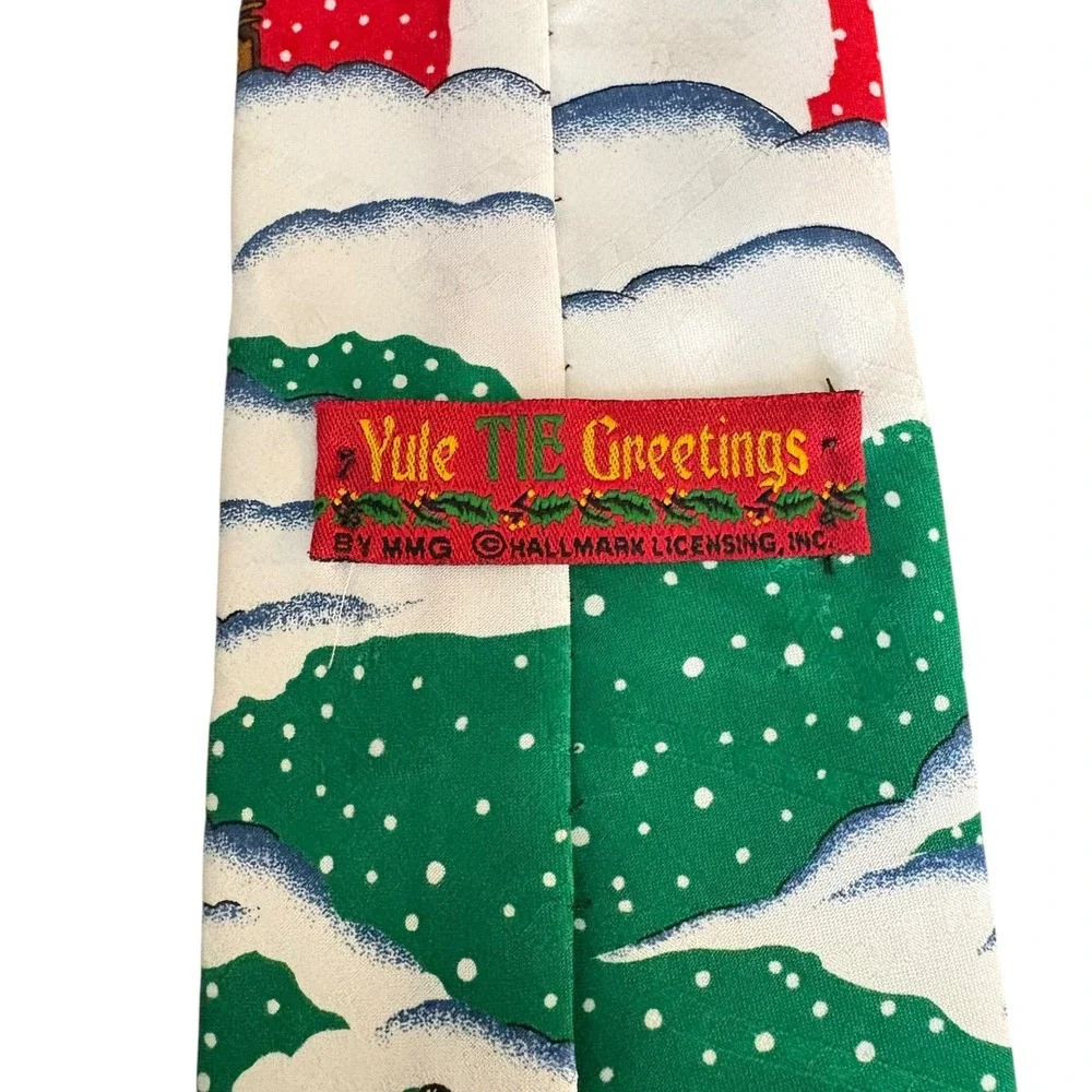 Yule Tie Greetings Green Santa‎ North Pole Christmas Men Necktie elf candy cane